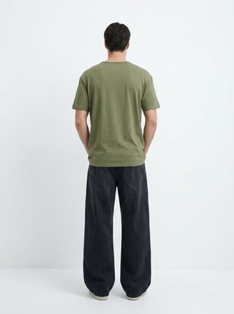 V Yaka Basic Yeşil T-shırt