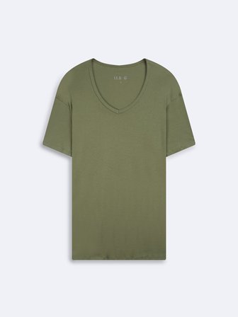 V Yaka Basic Yeşil T-shırt