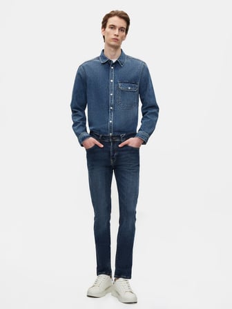 Sawyer P Dar Paça Orta Bel Mid Indigo Jean Pantolon