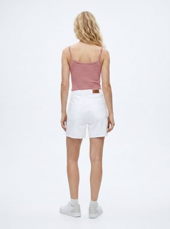 Lızzıe Regular Fit Yüksek Bel Beyaz Jean Şort