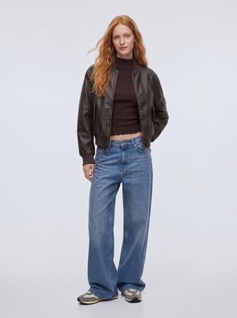 Slim Fit Boğazlı Yaka Kahverengi Sweatshırt