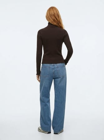 Slim Fit Boğazlı Yaka Kahverengi Sweatshırt