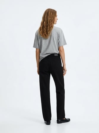 Vanetta Zıp Straight Fit Yüksek Bel Siyah Jean Pantolon