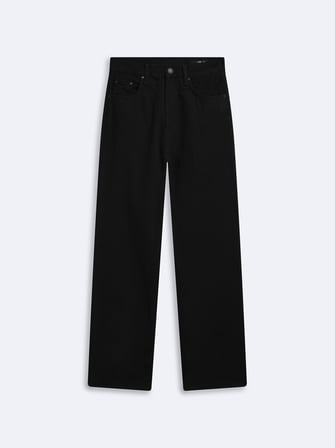 Vanetta Zıp Straight Fit Yüksek Bel Siyah Jean Pantolon