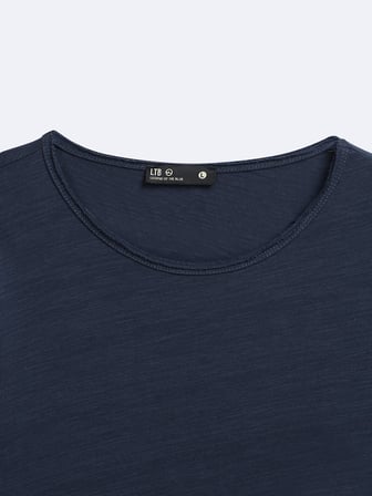 Regular Fit Flamlı Basic Lacivert Sweatshırt