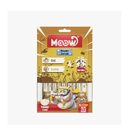 Moow Morina Balıklı Keçi Sütlü 12gr x 6 Adet Kedi Krema Ödülü