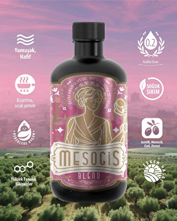 Mesogis Blend – Yumuşak & Çok Yönlü Natürel Sızma Zeytinyağı | Erken Hasat | Soğuk Sıkım | 500ml