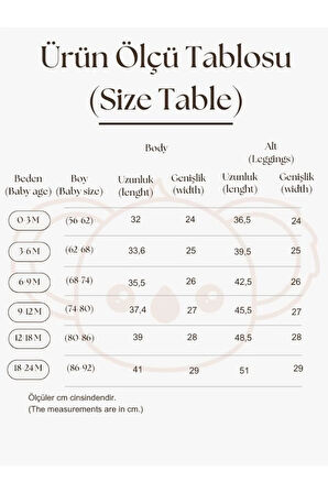 Krem Dal Desenli Fırfırlı Body Tayt Takım