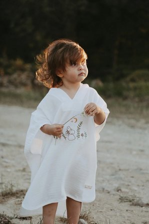 Latte Kapüşonlu Müslin Panço Bebek Çocuk 1-5 Yaş
