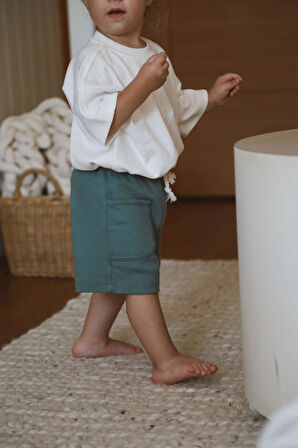 Yeşil Basic Cepli Çocuk Şort