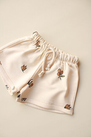 Zeytin Baskılı Bağcıklı Şort