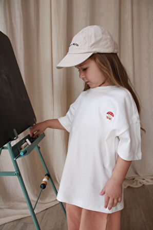 Mantar Nakışlı Oversize T-shirt