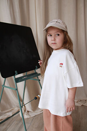 Mantar Nakışlı Oversize T-shirt