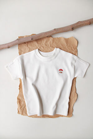 Mantar Nakışlı Oversize T-shirt