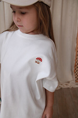 Mantar Nakışlı Oversize T-shirt