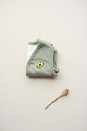 Avokado Nakışlı Çift Taraflı Yelek