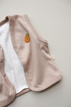 Ananas Nakışlı Çift Taraflı Yelek