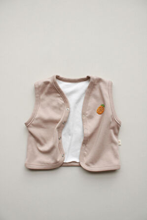 Ananas Nakışlı Çift Taraflı Yelek