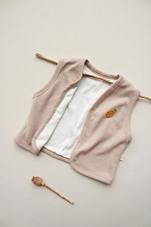 Ananas Nakışlı Çift Taraflı Yelek