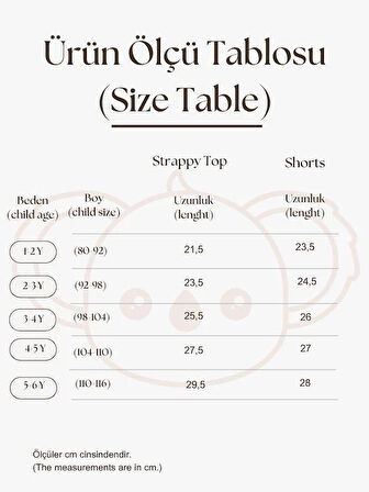 Bej Çizgili Volanlı Kız Askılı ve Şort Takım