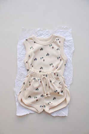 Ağaç Baskı Kaşkorse Atlet Şort Takım