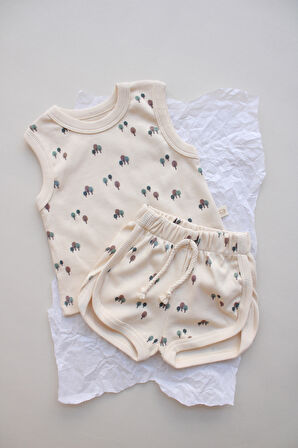 Ağaç Baskı Kaşkorse Atlet Şort Takım