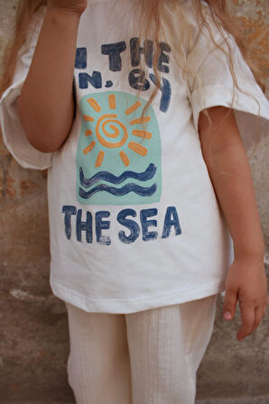 Güneş Baskılı T-shirt Müslin Pantolon Takım