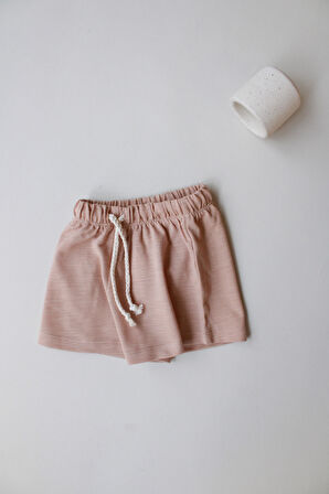 Bej Bağcıklı Basic Şort