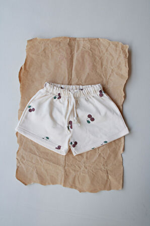 Kiraz Baskılı Bağcıklı Şort