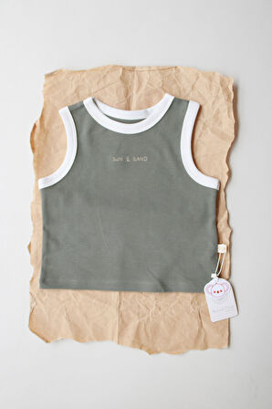 Haki Nakışlı Biyeli Atlet