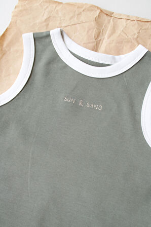 Haki Nakışlı Biyeli Atlet