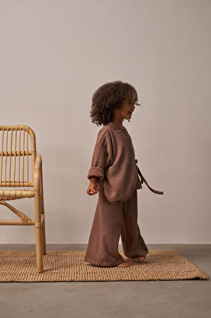 Kahverengi Waffle Bağlamalı Takım