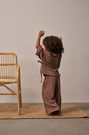 Kahverengi Waffle Bağlamalı Takım