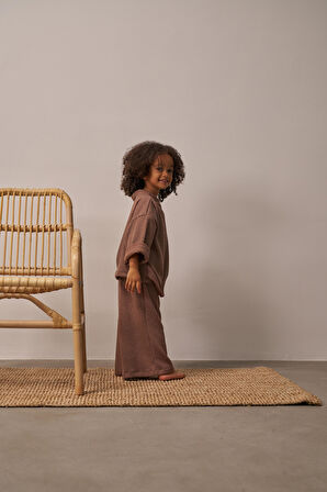 Kahverengi Waffle Bağlamalı Takım