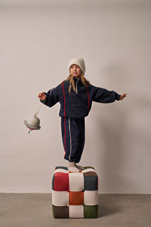 Lacivert Biyeli Fermuarlı Eşofman Takım