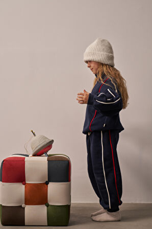 Lacivert Biyeli Fermuarlı Eşofman Takım