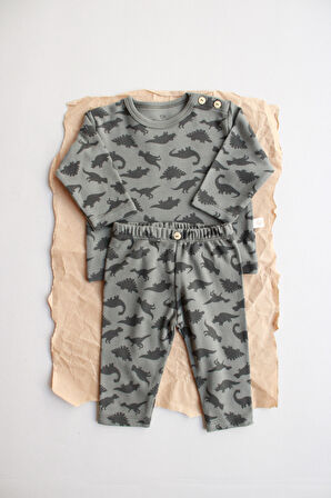 Dinozor Baskılı Bebek Alt Üst Takım