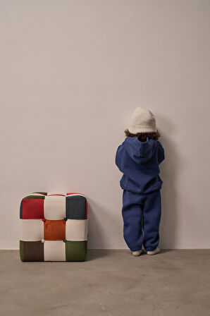 Lacivert Çocuk Kanguru Cepli Oversize Eşofman Takımı