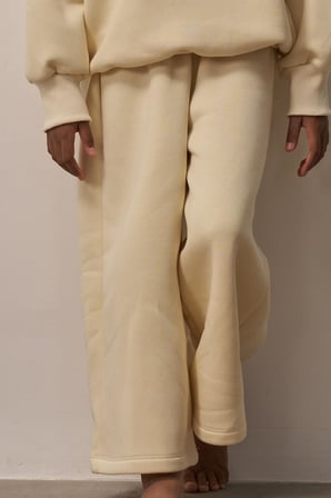 Krem Wide Leg Eşofman Altı