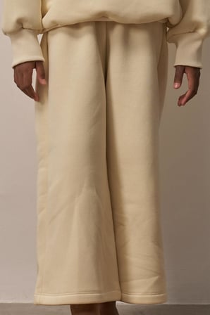 Krem Wide Leg Eşofman Altı