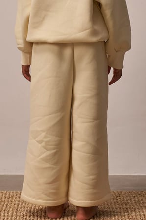 Krem Wide Leg Eşofman Altı