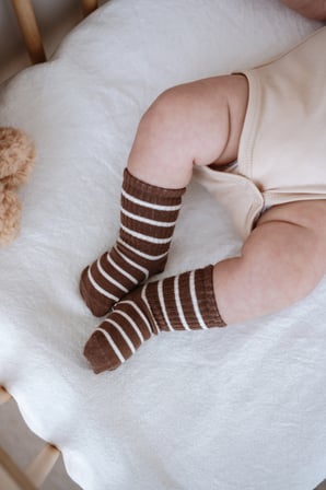 5li Organik Pamuk Kaydırmaz Tabanlı Çizgili Soket Çorap Seti