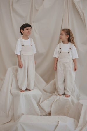 Krem Childhood Velvet Çocuk Salopet Tulum