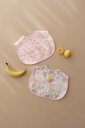 Pudra Biyeli 2li Sıvı Geçirmez Mama Önlüğü 6-36 AY
