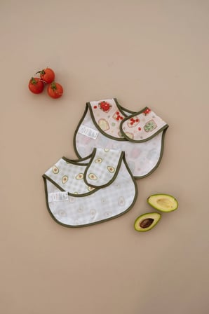 Yeşil Biyeli 2li Sıvı Geçirmez Mama Önlüğü 6-36 AY