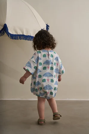 Beyaz Comfy Cubs Serisi Oversize Tulum
