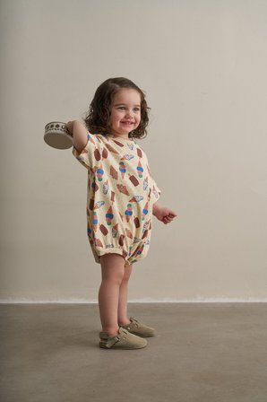 Krem Comfy Cubs Serisi Oversize Tulum