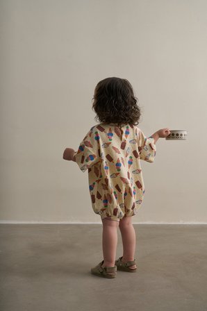 Krem Comfy Cubs Serisi Oversize Tulum