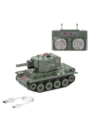 1:64 RC Mini Tank Seti - Kızılötesi Savaş Özellikli 2'li Sesli ve Işıklı Uzaktan Kumandalı Tank