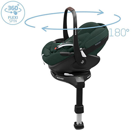 Maxi-Cosi Pebble 360 Pro Dünyanın İlk Kızaklı, Araç Dışına Çıkabilen ADAC'lı 360 Dönebilen Tam Yatabilen İsofix Bazalı Ana Kucağı ve Bebek Oto Koltuğu 0-13 kg Twillic Green